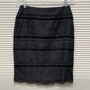 Talbots NWT Black Wool Lace Detail Skirt Size 4P